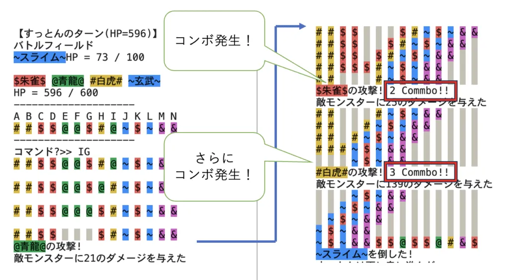 【スッキリ分かるPython入門 第2版: Puzmon】課題10 コンボ処理の実装